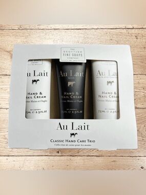 The Scottish Fine Soap Co. Au Lait Hand Care Trio Travel Nail Cream Gift Set NEW